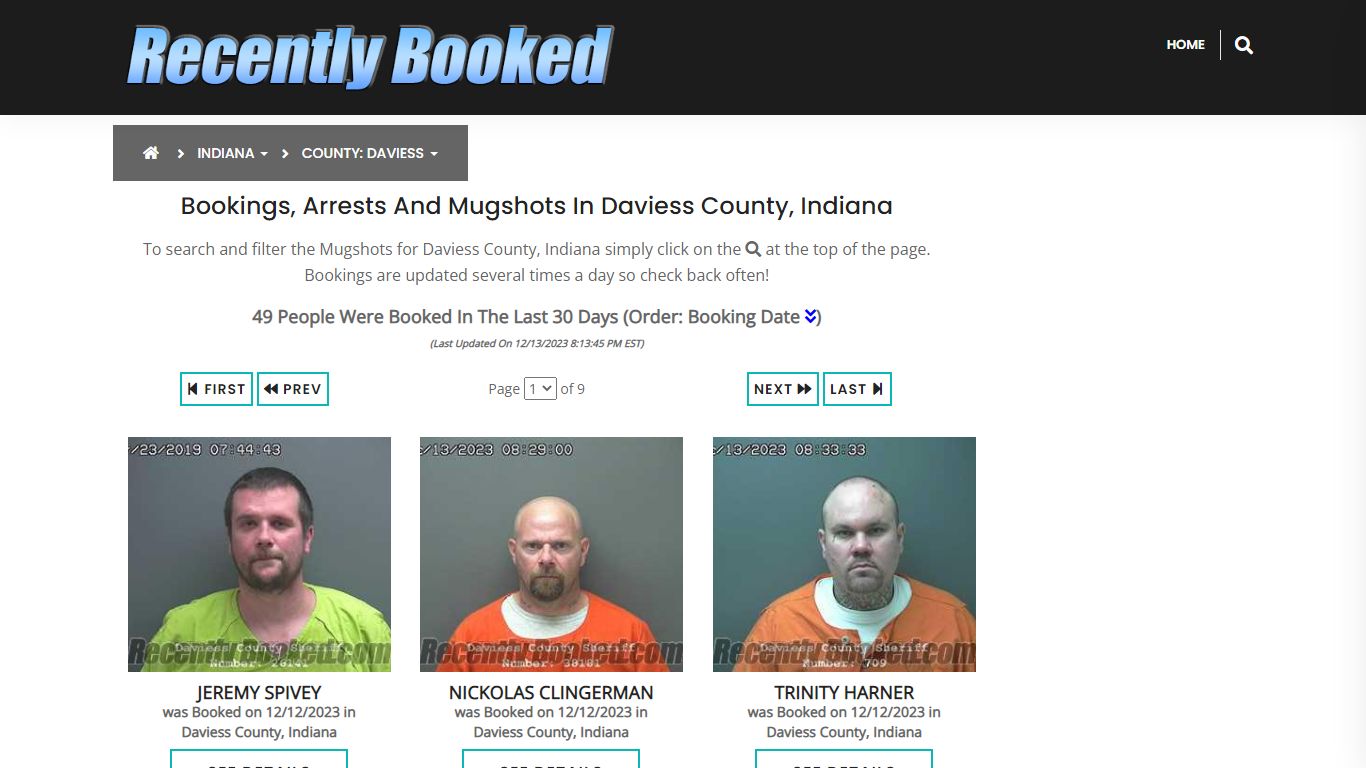 Recent bookings, Arrests, Mugshots in Daviess County, Indiana
